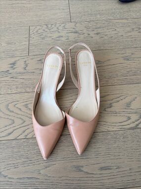 Lanvin Blush Pink Leather Pointed Slingback Flats